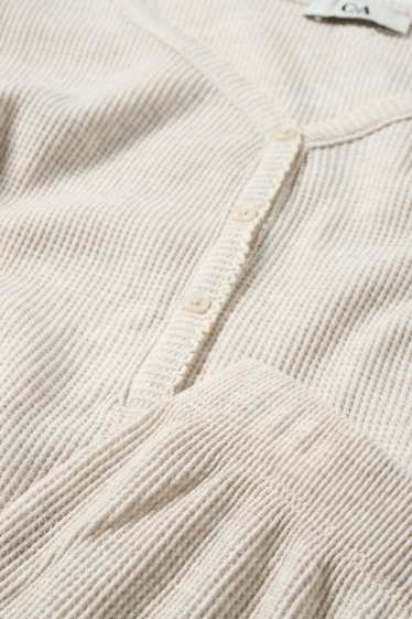 Dames - Pyjama - met structuur - licht beige