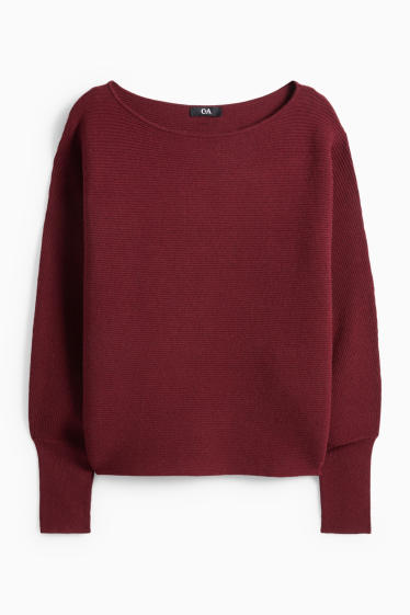 Dámské - Svetr - žebrovaný - bordeaux