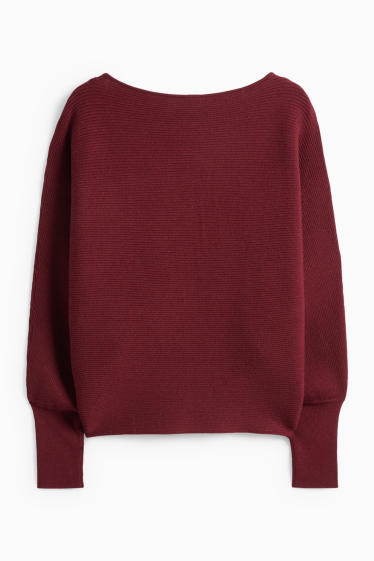 Dámské - Svetr - žebrovaný - bordeaux