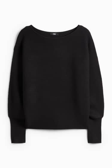 Dámské - Svetr - žebrovaný - černá