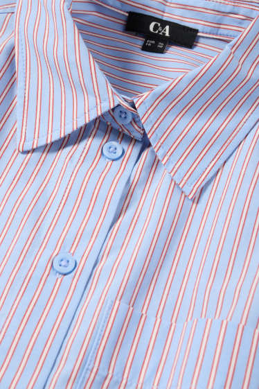 Damen - Bluse - gestreift - hellblau