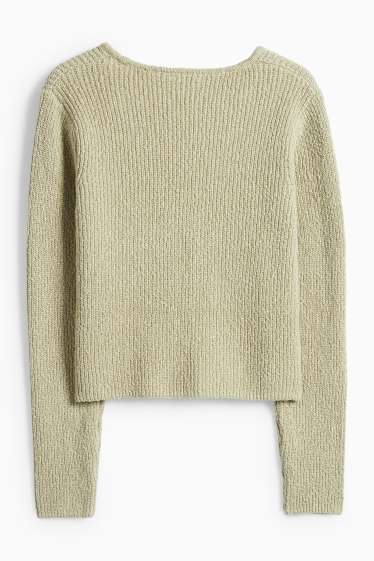 Damen - Strickjacke - gerippt - grün