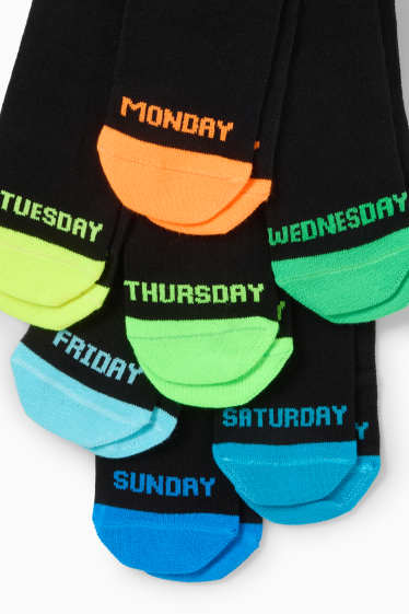Enfants garçons - Lot de 7 - jours de la semaine - chaussettes - noir