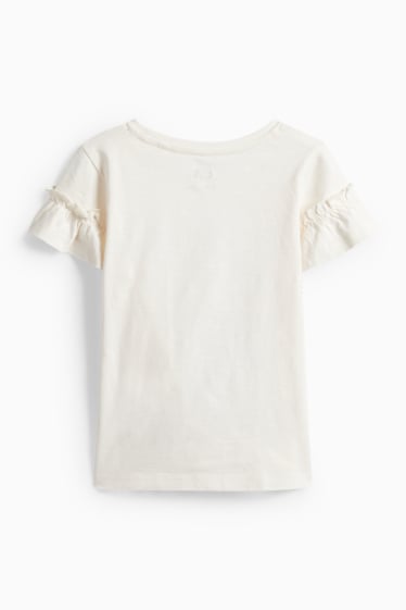 Nena - Noia i flors - samarreta de mànigues curtes - efecte brillant - blanc trencat