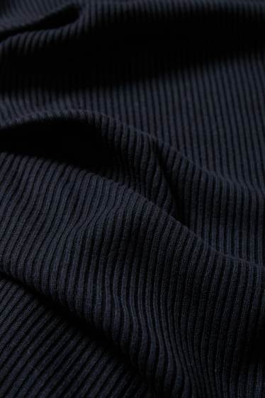 Dámské - Tričko s dlouhým rukávem - slim fit - žebrované - tmavomodrá