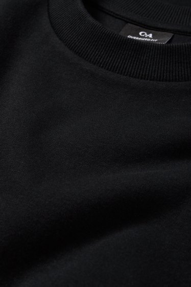 Pánské - Tričko - oversized - černá