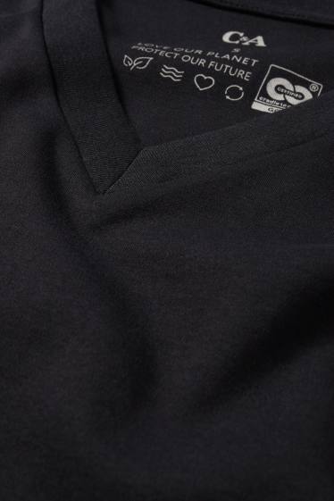 Femmes - T-shirt avec encolure en V - slim fit - noir