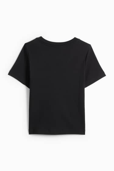 Femmes - T-shirt avec encolure en V - slim fit - noir