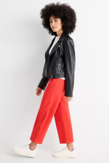 Damen - Stoffhose - Mid Waist - Straight Leg - rot