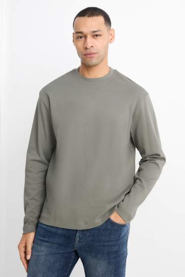 Hommes - Haut à manches longues - relaxed fit - kaki