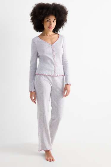 Femmes - Pyjama - à motif - gris clair