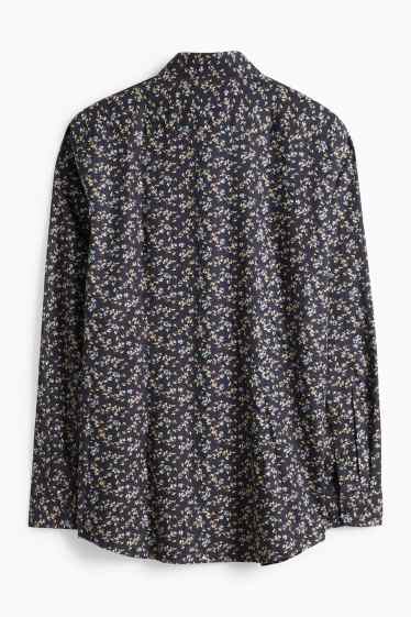 Men - Business shirt - slim fit - kent collar - easy-iron - patterned - dark blue