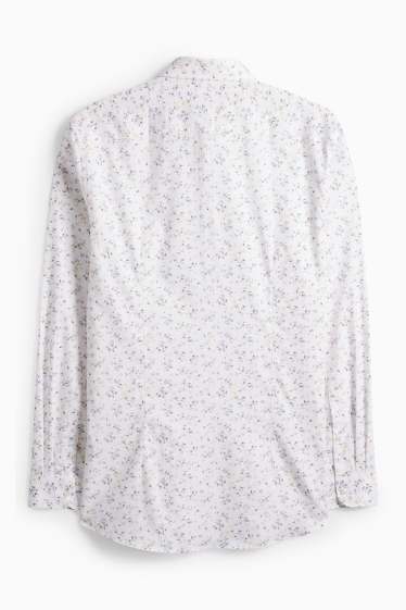 Herren - Businesshemd - Slim Fit - Kent - bügelleicht - gemustert - weiß