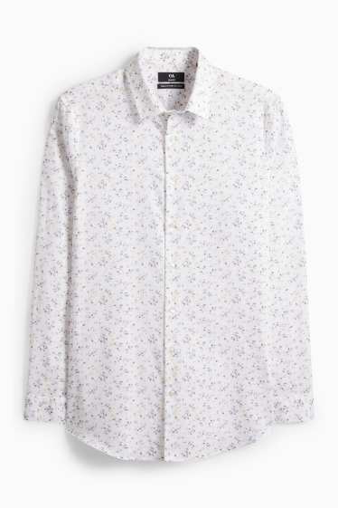 Herren - Businesshemd - Slim Fit - Kent - bügelleicht - gemustert - weiß