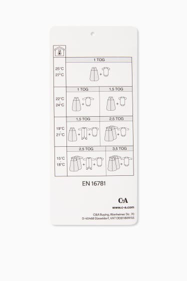 Baby: jongens - Koe, schaap en kuiken - babyslaapzak - 0 tot 4 maanden - wit