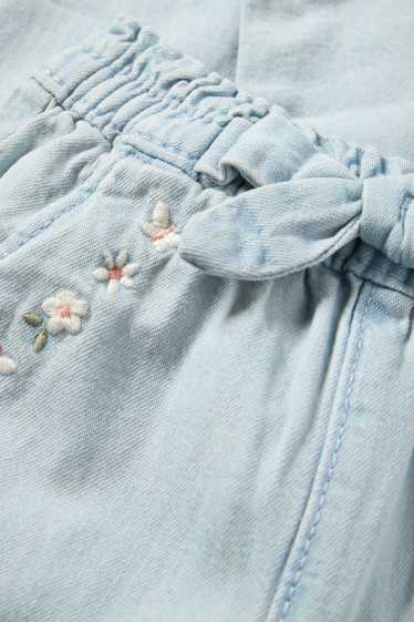 Miminka - dívky - Květiny - džíny pro miminka - džíny - světle modré