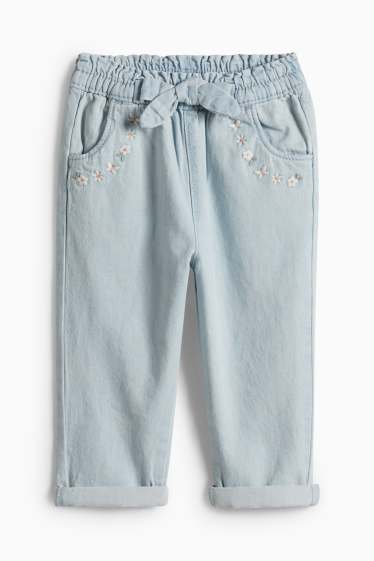 Miminka - dívky - Květiny - džíny pro miminka - džíny - světle modré