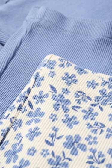 Kinder Mädchen - Multipack 2er - Blume - Flared Leggings - gerippt - blau