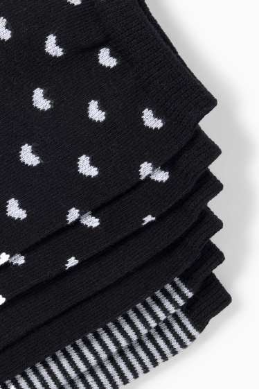 Damen - Multipack 3er - Socken mit Motiv - Herz - schwarz