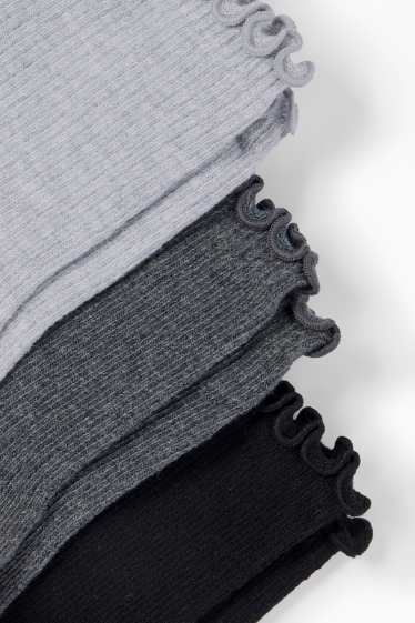 Dámské - Multipack 3 ks - ponožky - žebrované - šedá/černá