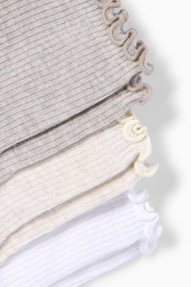 Dámské - Multipack 3 ks - ponožky - žebrované - krémově bílá