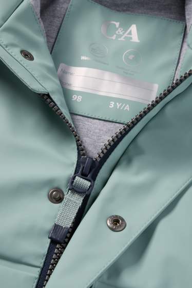 Enfants garçons - Veste de pluie à capuche - imperméable - turquoise