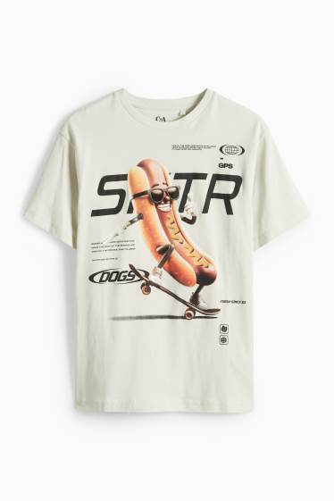 Děti - chlapci - Párek v rohlíku - tričko s krátkým rukávem - krémově bílá