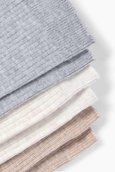 Dámské - Multipack 3 ks - ponožky - žebrované - šedá/béžová