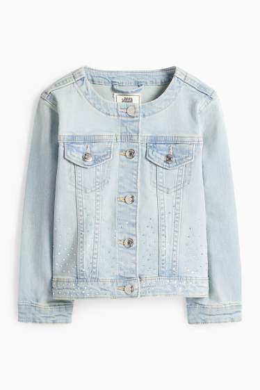 Děti - dívky - Džínová bunda - džíny - světle modré