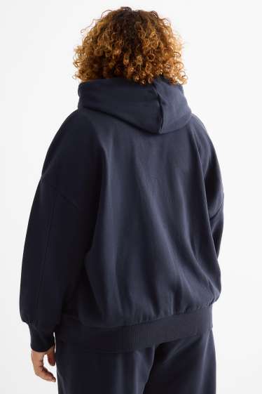 Femmes - Sweat zippé en molleton avec capuche - bleu foncé