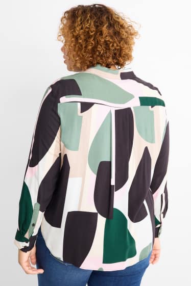 Femmes - Chemisier - à motif - vert foncé / noir