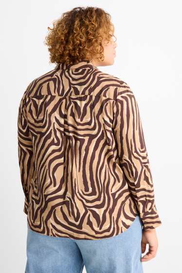 Damen - Bluse - gemustert - braun / beige