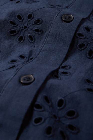 Femmes - Chemisier - broderie anglaise - bleu foncé