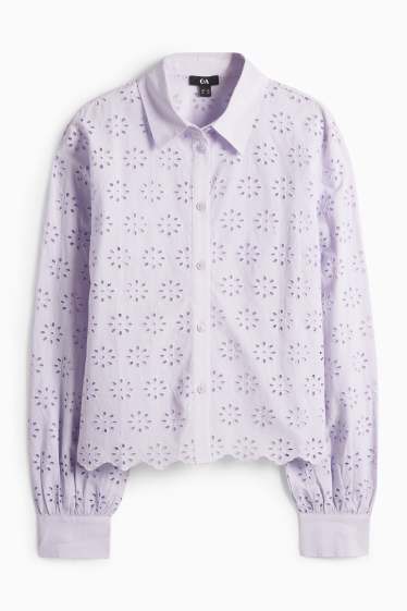 Femmes - Chemisier - broderie anglaise - violet clair