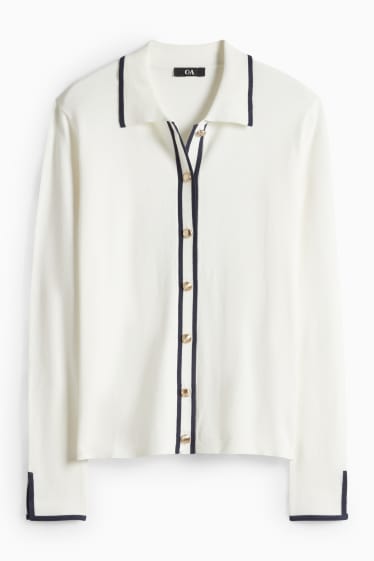 Women - Cardigan - dark blue / creme white