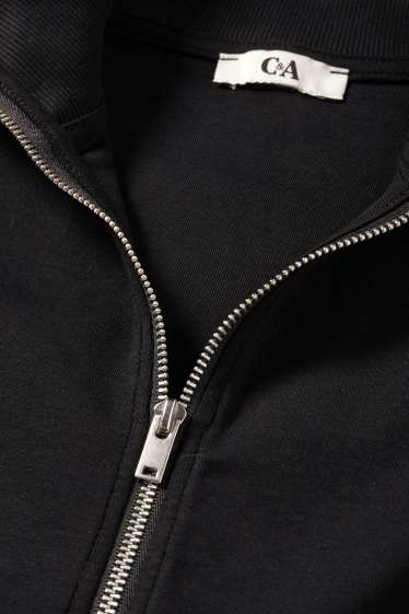 Damen - Crop Sweatjacke - schwarz