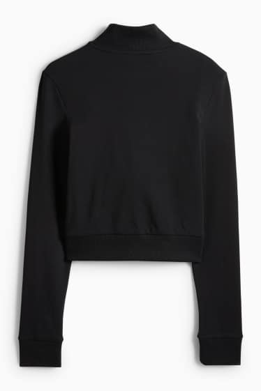 Damen - Crop Sweatjacke - schwarz