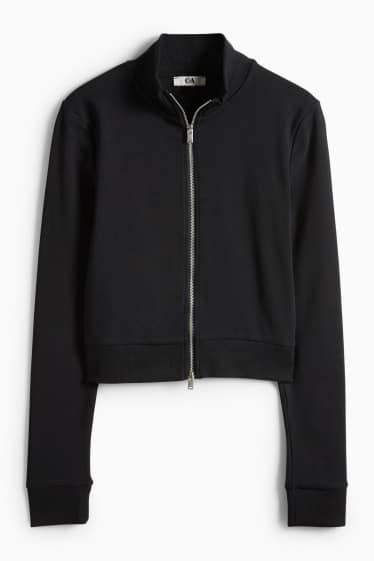 Damen - Crop Sweatjacke - schwarz