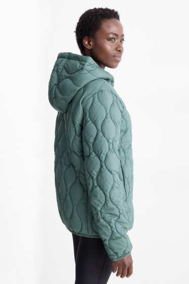 Damen - Steppjacke mit Kapuze - petrol