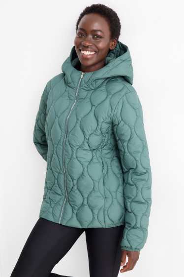 Damen - Steppjacke mit Kapuze - petrol