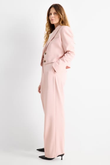 Femei - Pantaloni office - talie înaltă - regular fit - roz