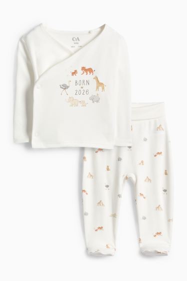 Unisexe - Animaux sauvages - tenue nouveau-né - 2 pièces - blanc