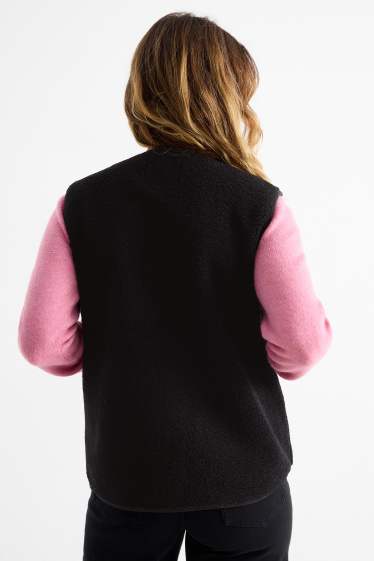 Femei - Vestă de pluș - negru