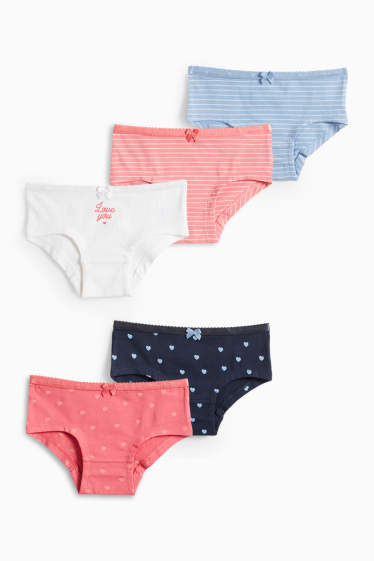 Enfants filles - Lot de 5 - cœur - shorty - rose