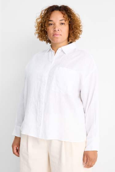Women - Linen blouse - white