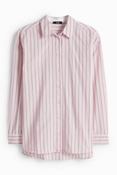 Femmes - Chemisier - à rayures - rose