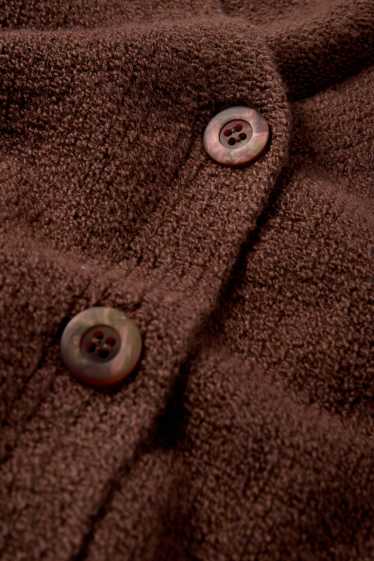 Women - Knitted cardigan - dark brown