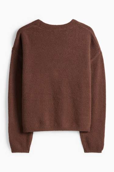 Women - Knitted cardigan - dark brown