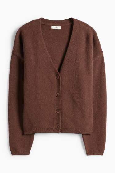 Women - Knitted cardigan - dark brown