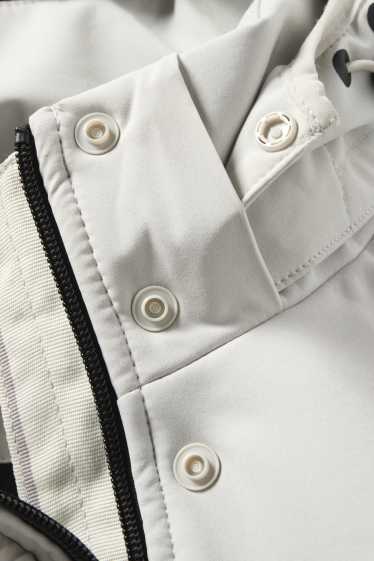 Damen - Softshellmantel mit Kapuze - wasserabweisend - 4 Way Stretch - hellgrau